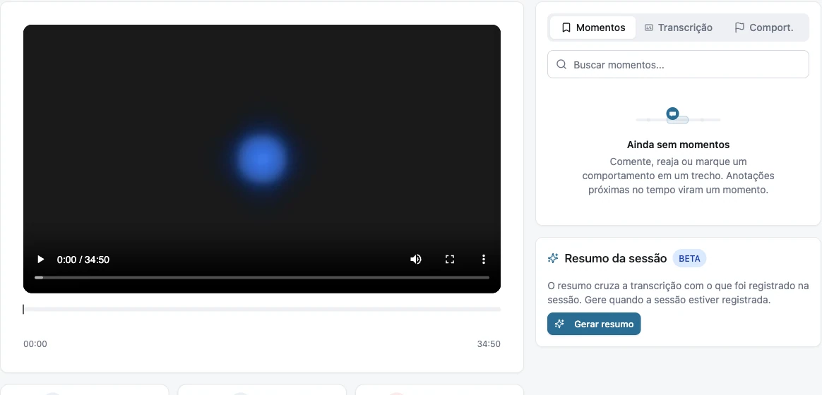 Recording review screen with tools to comment, react, and mark moments.