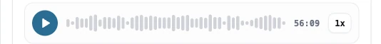 Voice note player with a duration of 56 minutes and 9 seconds.